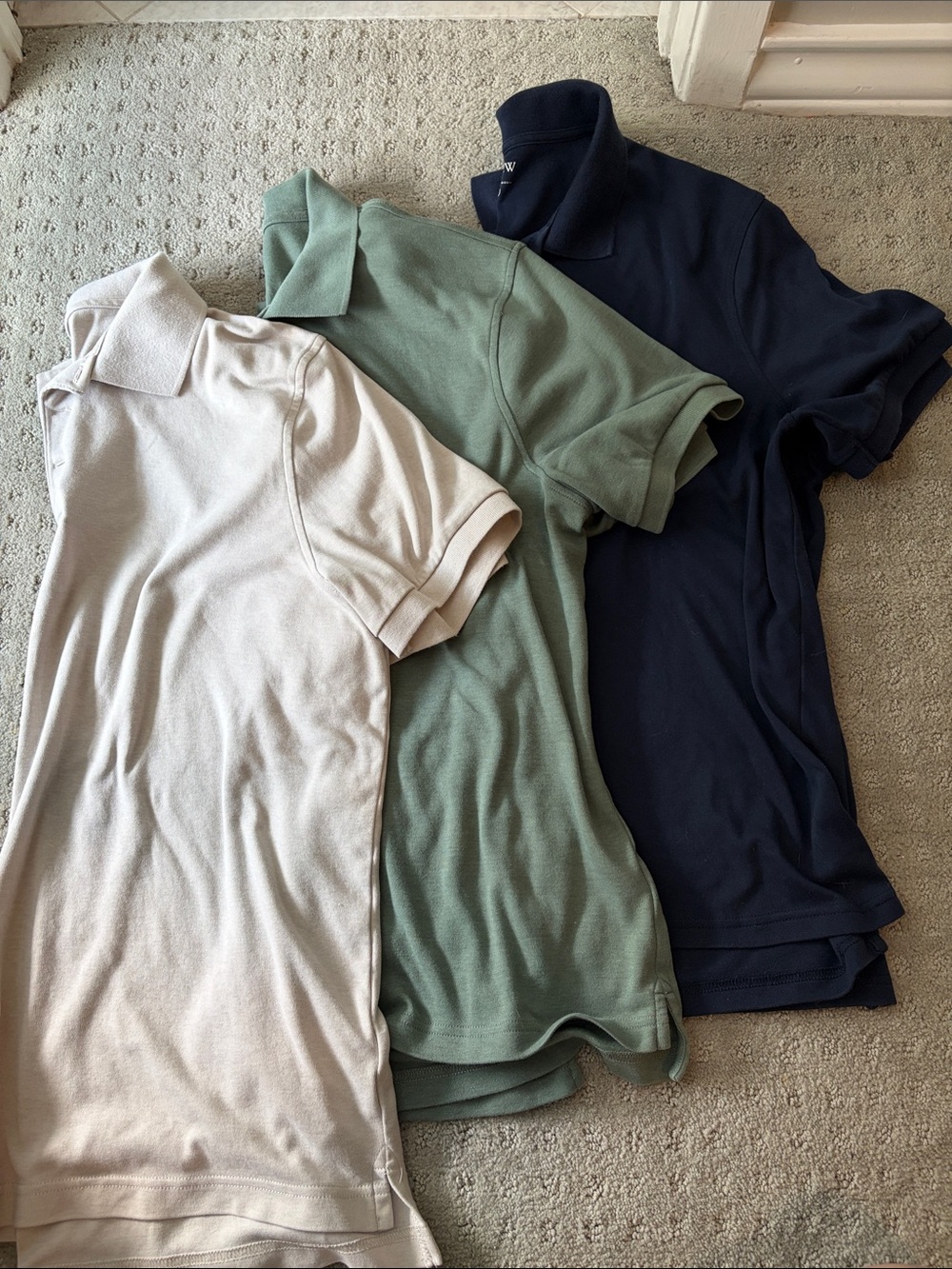 J.Crew Polo Tops in Navy, Sage Green, and Cream